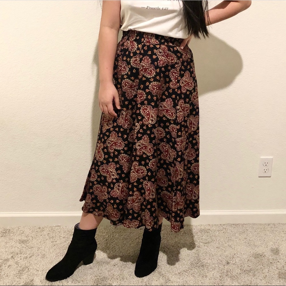 Vintage Paisley Midi Skirt